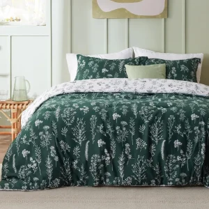 King Emerald Bed Set 3Pcs Floral Reversible Comforter, 2 Pillowcases