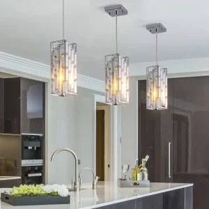 Adjustable Hanging Pendant Lights (3 Pack) with Crystal Prism Design