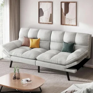 Convertible Futon Sofa Bed for sleeping or Lounging with Soft Velvet Fabric