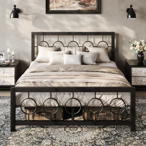 HOOMIC Metal Platform Bed Frame Vintage Circular Design
