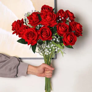 Simulation Velvet Roses Romantic Table Arrangement Bouquet