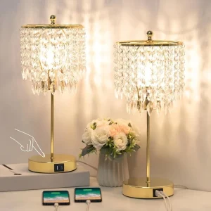 3-Way Dimmable & Touch Control Crystal Table lamp set of 2