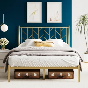 HOOMIC Metal Platform Bed Frame with Headboard, Under Bed Storage Frame Height