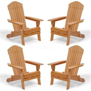 Folding Adirondack Chairs Set of 4 for Outdoor Fire Pit Chairs or Patio